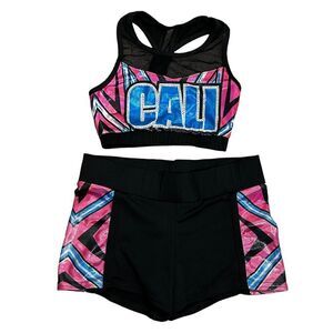 Varsity Spirit Cheerleading Shorts Sports Bra Set California Adult Small Pink